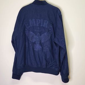 Size L TOPMAN embroidered denim baseball style jacket.  C80